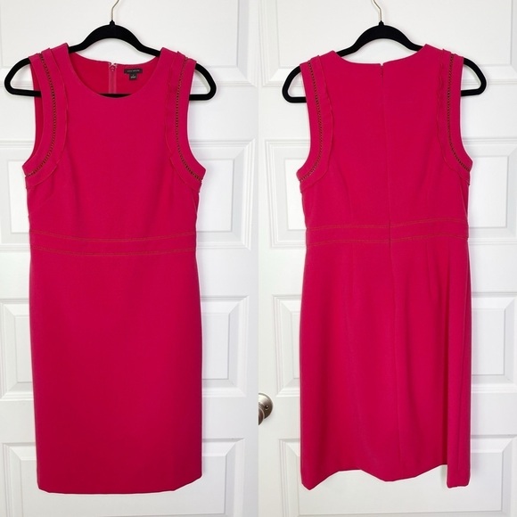 Ann Taylor Ruffle Sleeve Doubleweave Eyelet Sheath Dress in Pink Women’s Size 6 - Picture 10 of 10